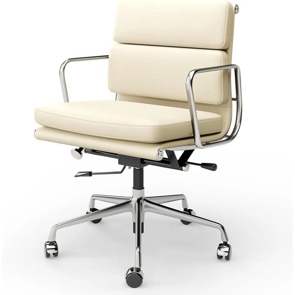 

Премиум-кресло для офиса из кожи с регулируемыми подлокотниками, 5-лучевыми роликами, поясничной опорой, подходит для дома или офиса