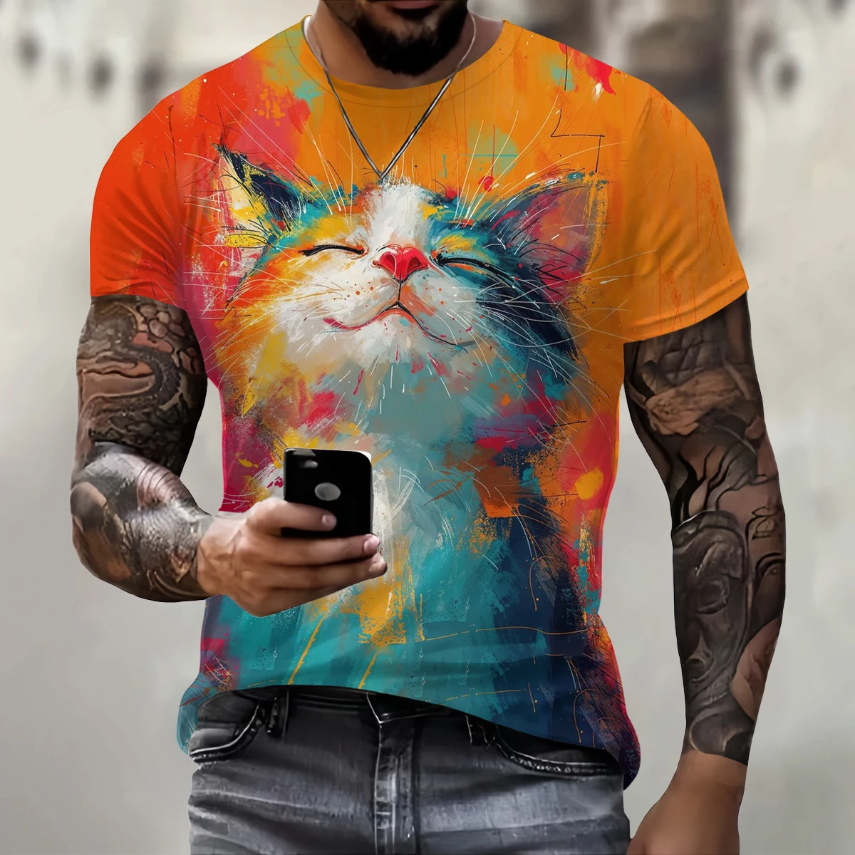 

O-Neck Men's T-Shirt With Print 3d Warm animal Tees Tops Fashion Men Animal Pattern T Shirt Oversized Streetwear Fashion Clothes