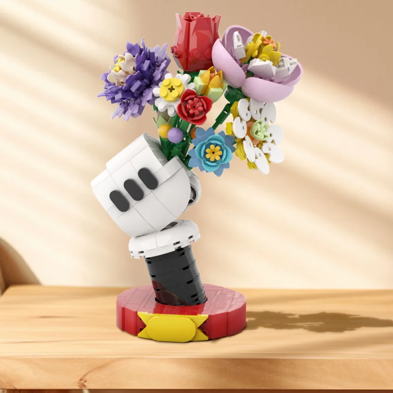 

MOC Hand-held Flower Model Building Blocks Living Room Bouquet Vase Decoration Assembled Brick Toy Children's Birthday Gift