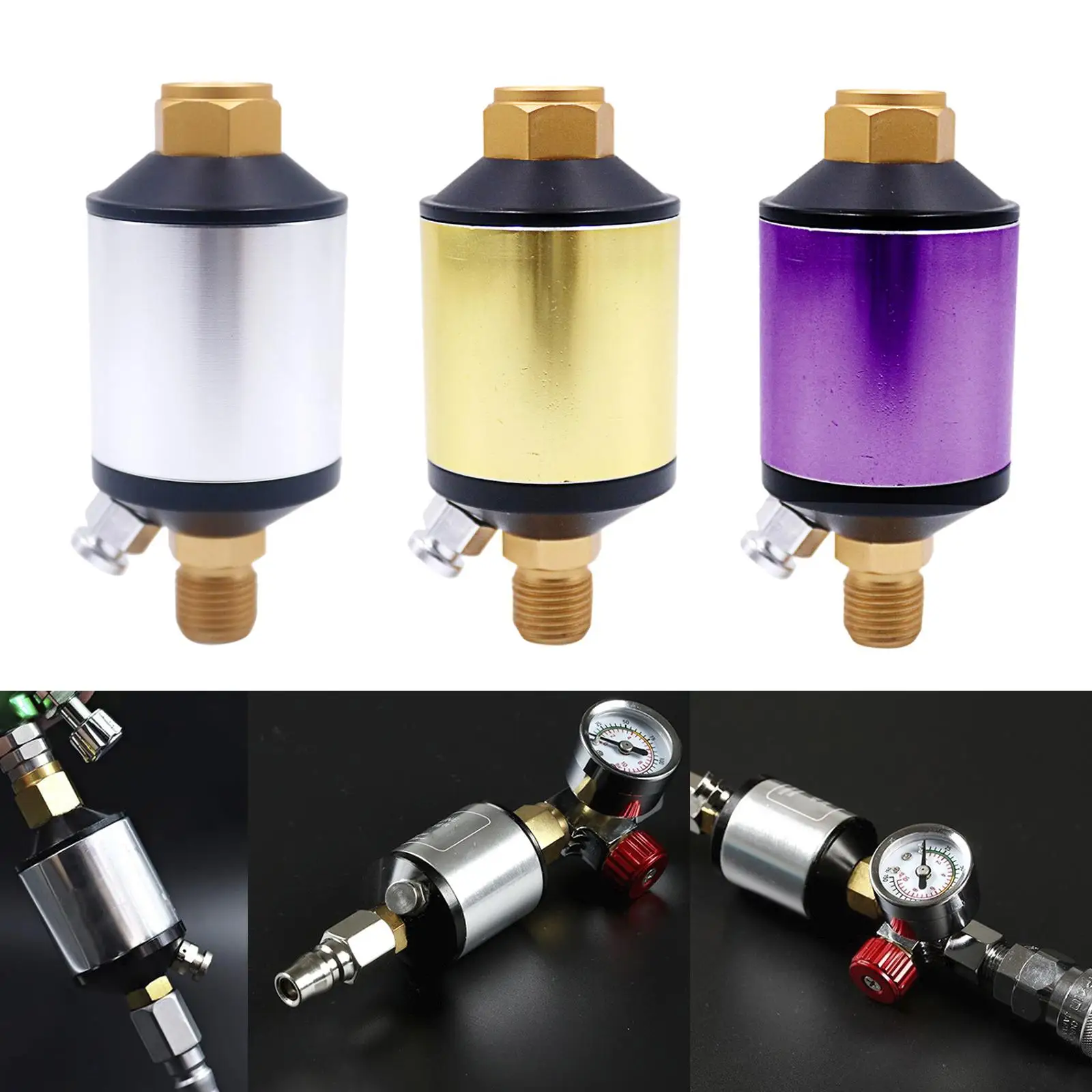 

Регулятор распыления 1/4 дюйма, воздушный фильтр, сепаратор воды и масла, алюминиевый корпус