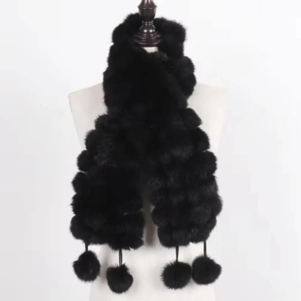 New Luxury Fur Rabbit Fur Scarf Thickened Double-Sided Fur Neckerchief Soft Warm Winter Scarf Muffler Winter Wear