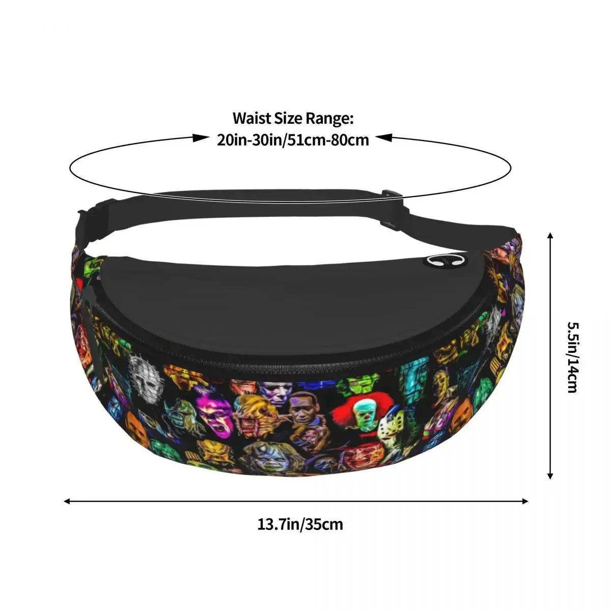 Cool Horror Movie Baddies Legends Fanny Pack for Traveling Men Women Chucky Jason Crossbody Waist Bag Phone Money Pouch