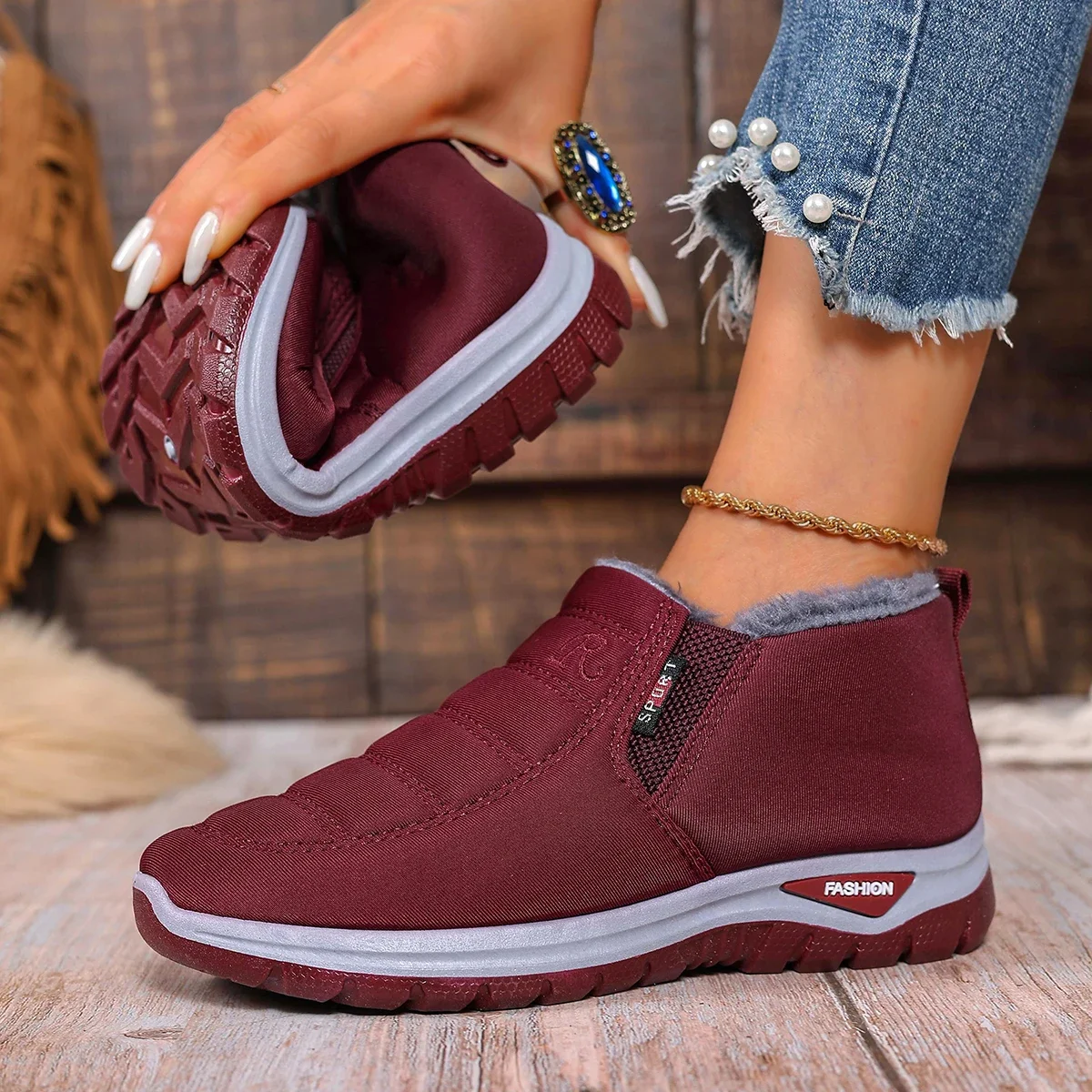 

Women's Snow Boots Thick Plush Warm Winter Boots Outdoor Casual Ankle Boots Winter Cotton Shoes Women Winter Shoes Zapatos Mujer