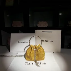 Borsa da sera con diamanti con strass glitterati Anello in metallo di lusso Borsa da donna Borsa a tracolla con pochette per festa di nozze