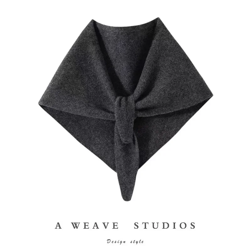Cashmere Triangular Scarf for Women Solid Color Simple Chic Spring Autumn Winter Shawl Wrap