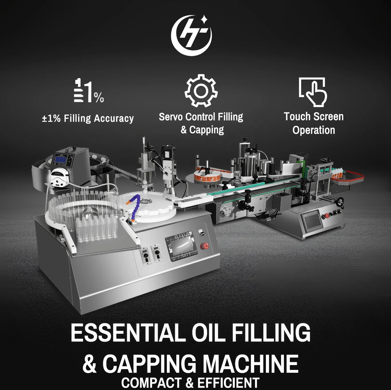 Automatic Perfume Oil Deodorant Small Glass Roller Ball Bottle Liquid Filling Capping Labeling Machine Line