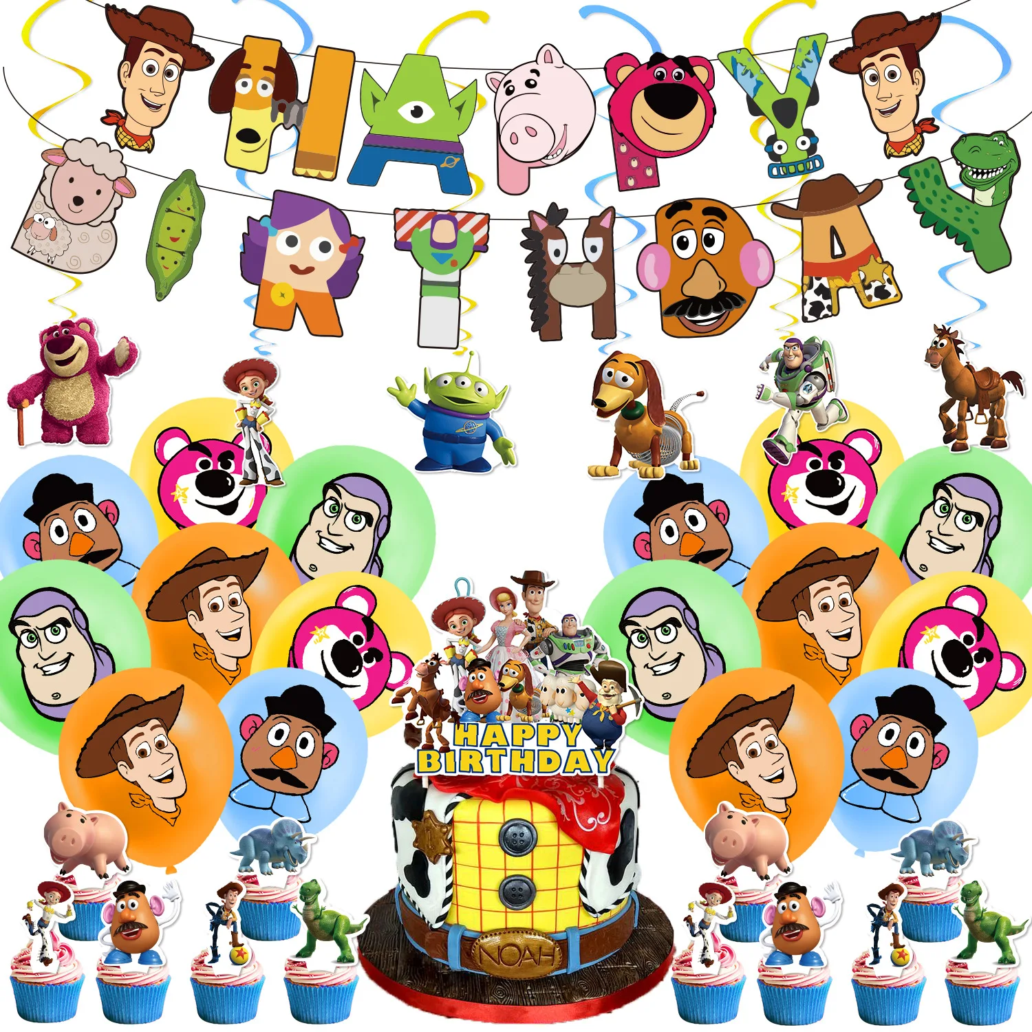 

Disney Toy Story Children Birthday Party Decoration Holiday Event Gift DIY Party Supplies Banner Cake Topper 12in Latex Ballons