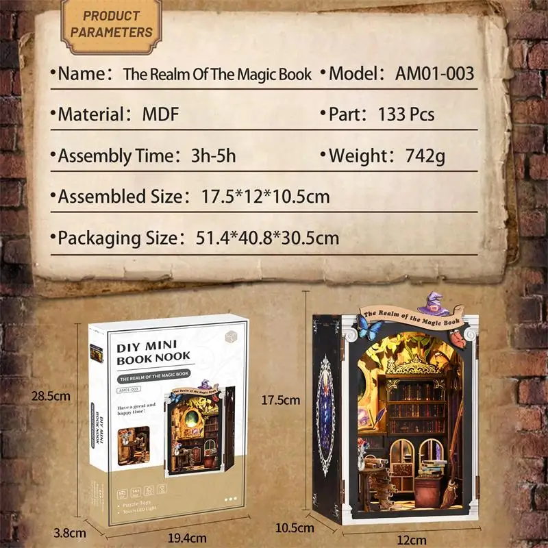 メーカー3D木製パズルDIYミニチュアドールハウスキットおもちゃ書店装飾DIYミニチュアハウスキット