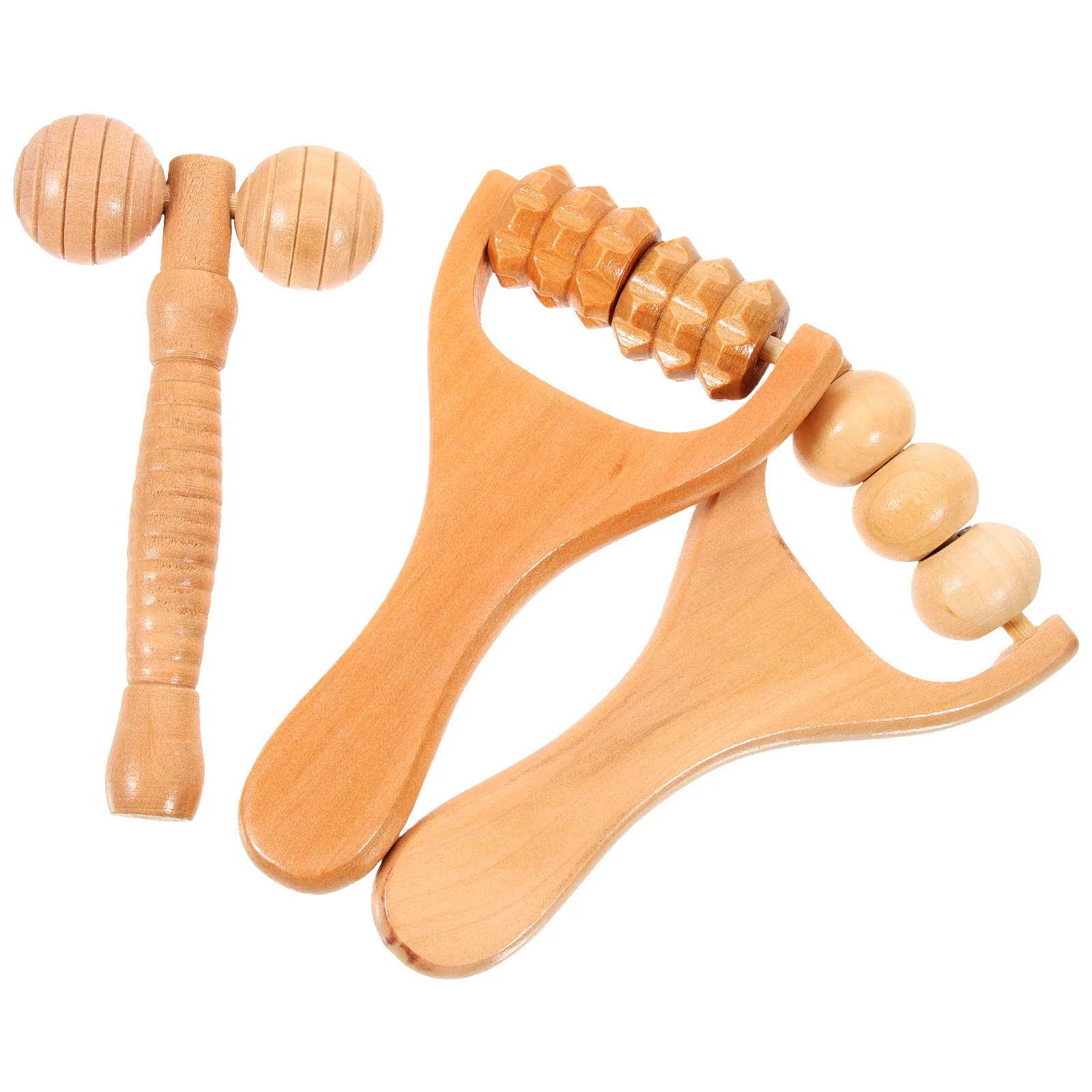 3 Pcs Arm Neck and Waist Soothing Massage Tool 3pcs Feet Massager Wooden Back Body