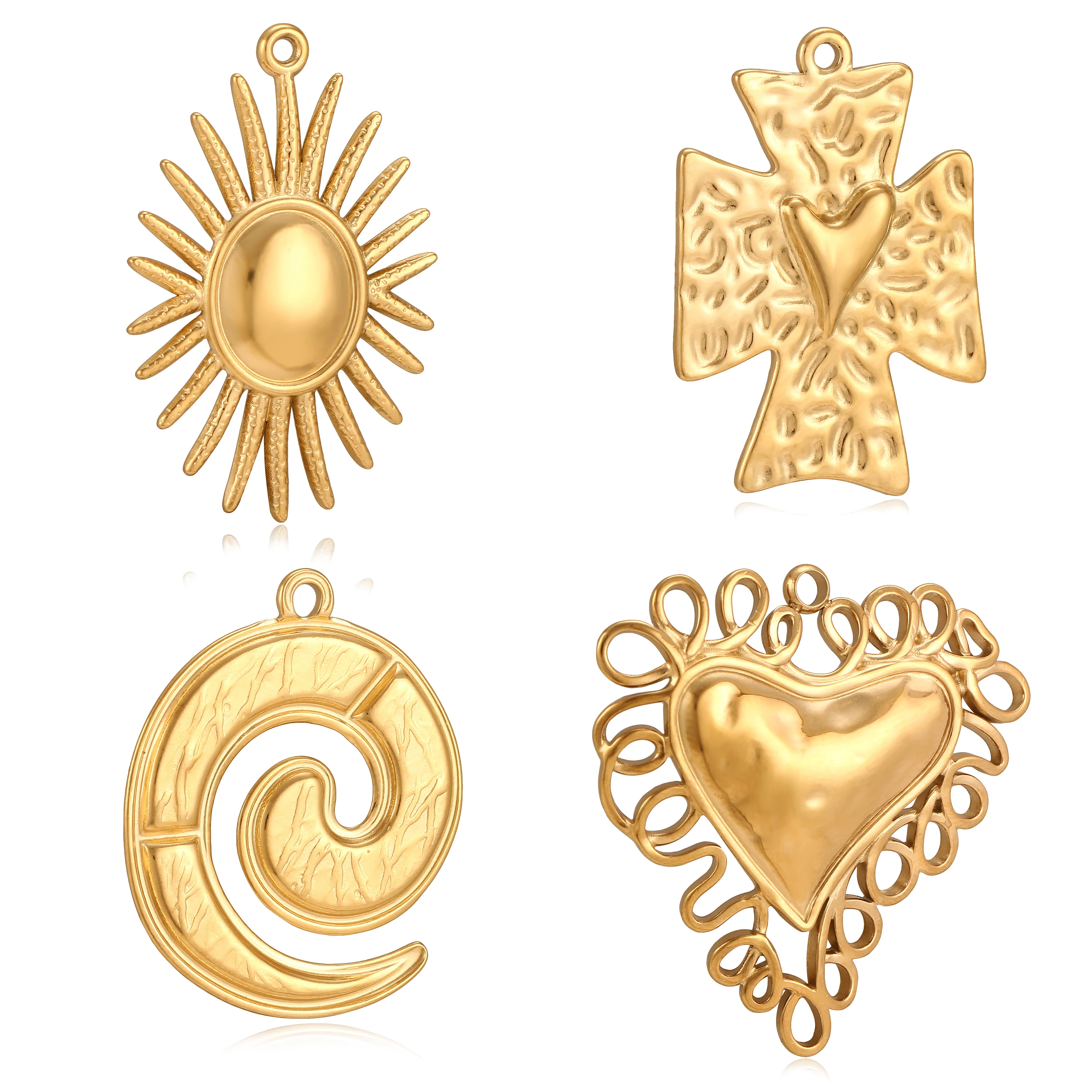 

3Pcs Stainless Steel Large Heart/Cross/Spiral Swirl Charms for Jewelry Making DIY Bracelet Necklace Pendants Jewelry Accessories