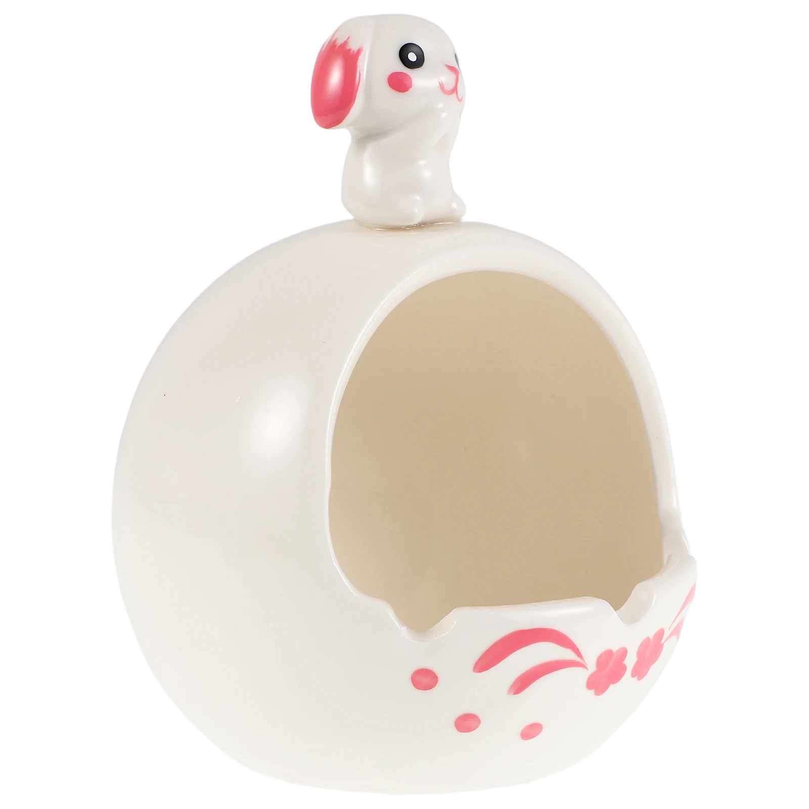 

Creative Ceramic Rabbit Ashtray Cute White Smoke Holder for Car RV Home Decor Easy Clean Durability Small Size