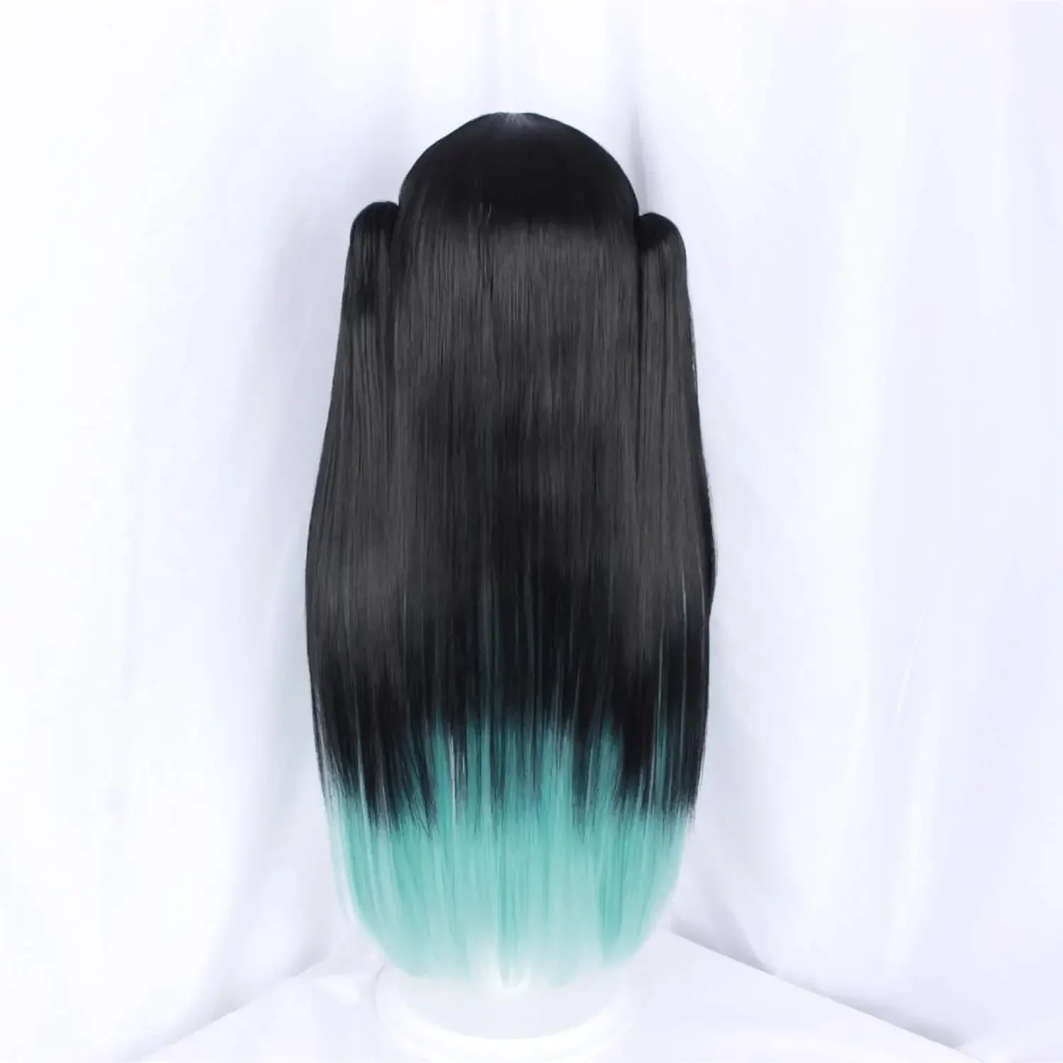 Demon Slayer Kimetsu No Yaiba Cosplay Tokitou Muichirou Pruik Anime Zwart En Blauw Gradiënt Lange Rechte Pruik Mannen Vrouwen