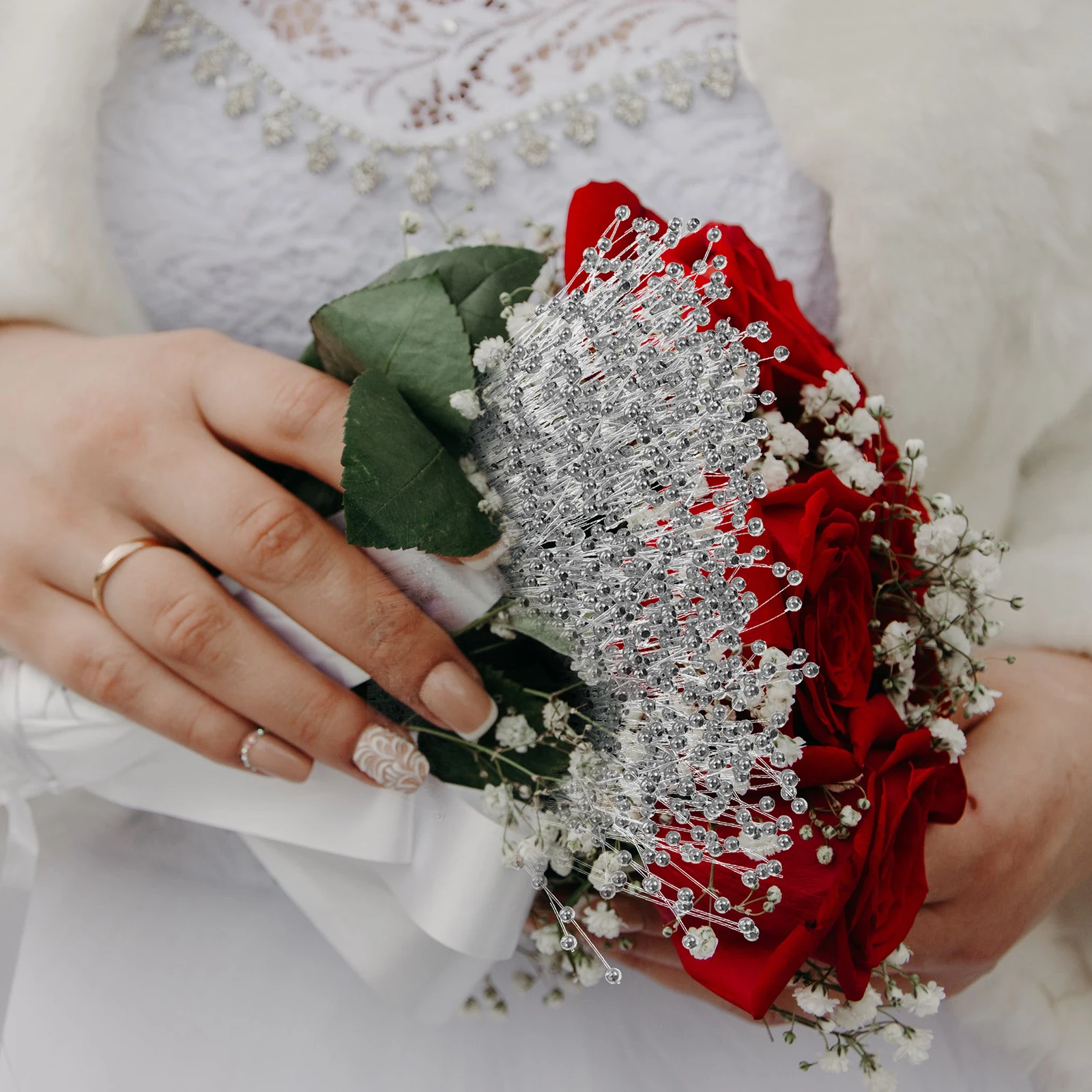 

100Pcs Wedding Pearl Strings Pearl Bouquets Decoration for Bridal Bouquet DIY Party Supplies Table Vase Centerpiece String