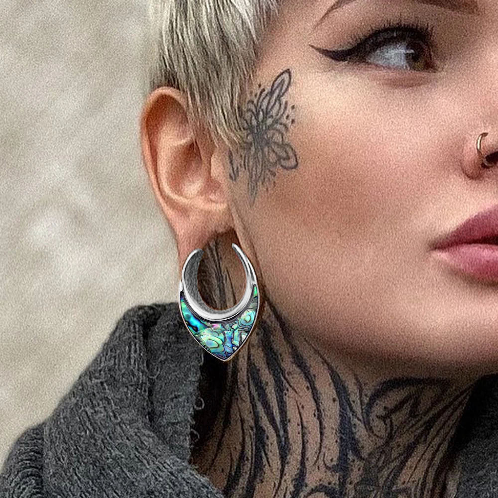 Twolobes 2PCS Naturalne muszle Tunelki pod siodło Wtyczki Nosze Moda Piercing Biżuteria damska Kolczyki Expander — zdjęcie 4