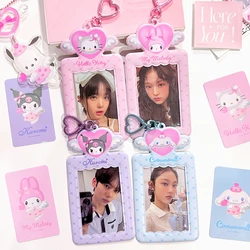 Cartoon Sanrio Cute Love Angel Protective Case Pendant Keychain Anime Anti Lost Card Storage Bag Photocard Protective Cover