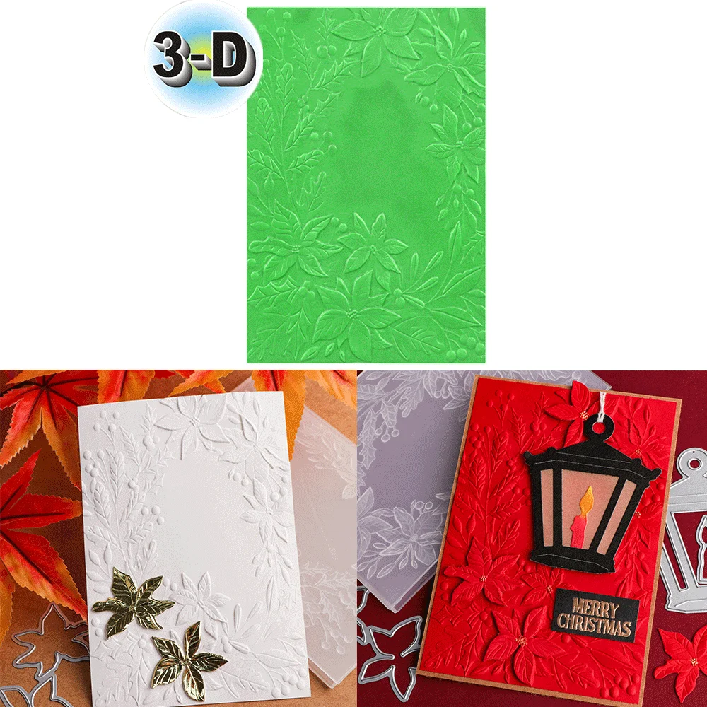 Wreath Surrounds 3D Embossing Folder and Matching Dies for Adding Textured Detail To Paper Crafting Card Making Supplies