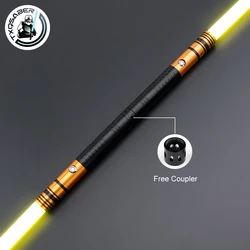 TXQSABER Neo Pixel Lightsaber Double Bladed Heavy Dueling Sword with Removable Blade 57cm Metal Hilt Blaster Color Change Toys