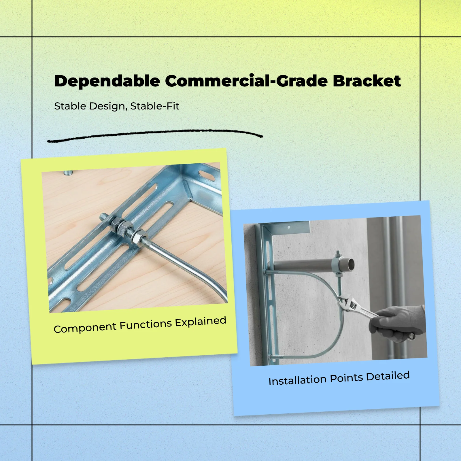 

Кронштейн коммерческий, настенный, из оцинкованной стали, усиленный