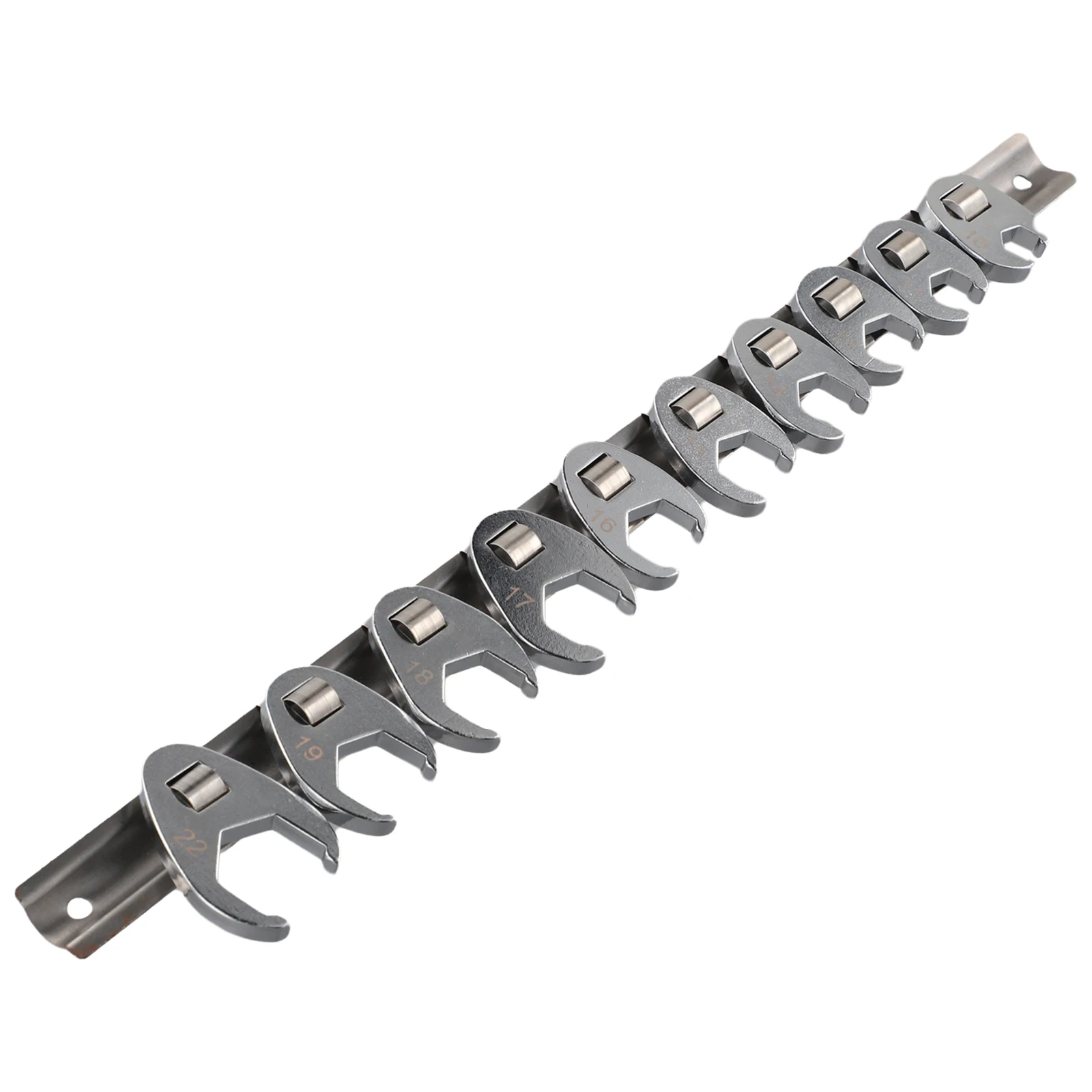 Metric Crowfoot Wrench 10Pcs Set with 38 Inch Drive 10 to 22mm Open End Spanners for Use in Confined Mechanical Workspaces