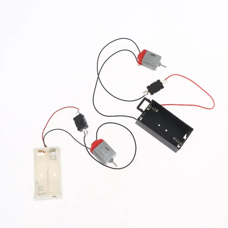 New Mini DIY Electronic Motor Circuit Models Kit Black White 130 Motor Kit With 2xAA Battery Storage Case And Switch 16500 RPM