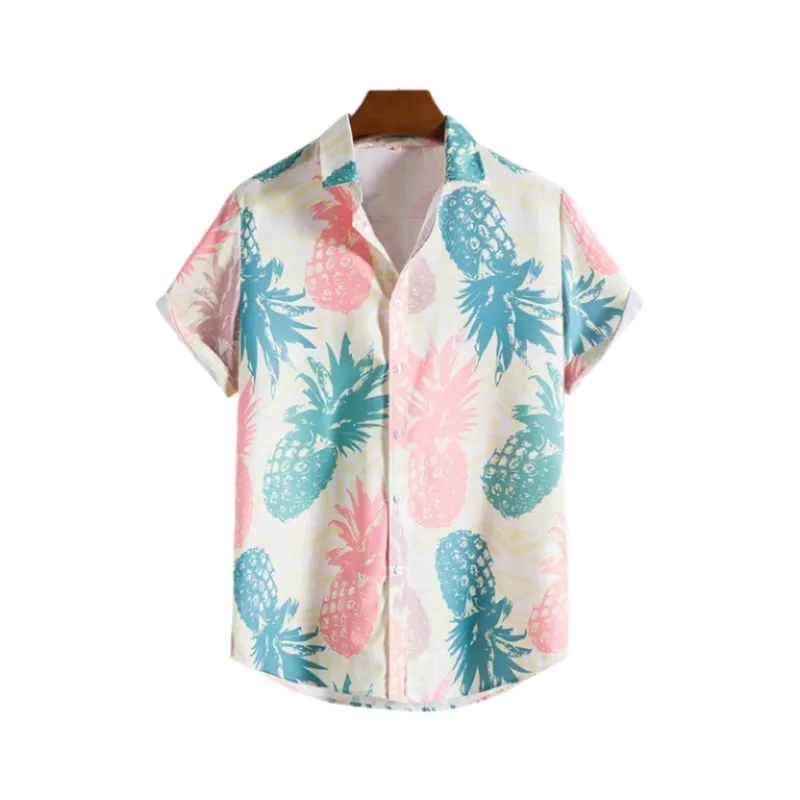 Hawaiian 3D oil painting style shirts geometric printing short sleeved shirt men's summer beach top vacation casual men clothing