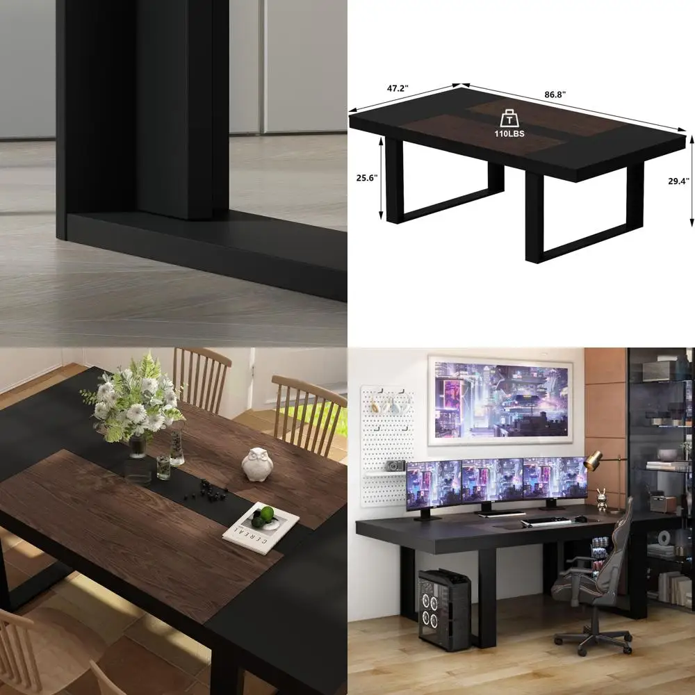 

Большой прямоугольный стол для совещаний на 6-8 человек, черный и темно-коричневый, 86.8Д x 47.2Ш x 29.4В (дюймы)