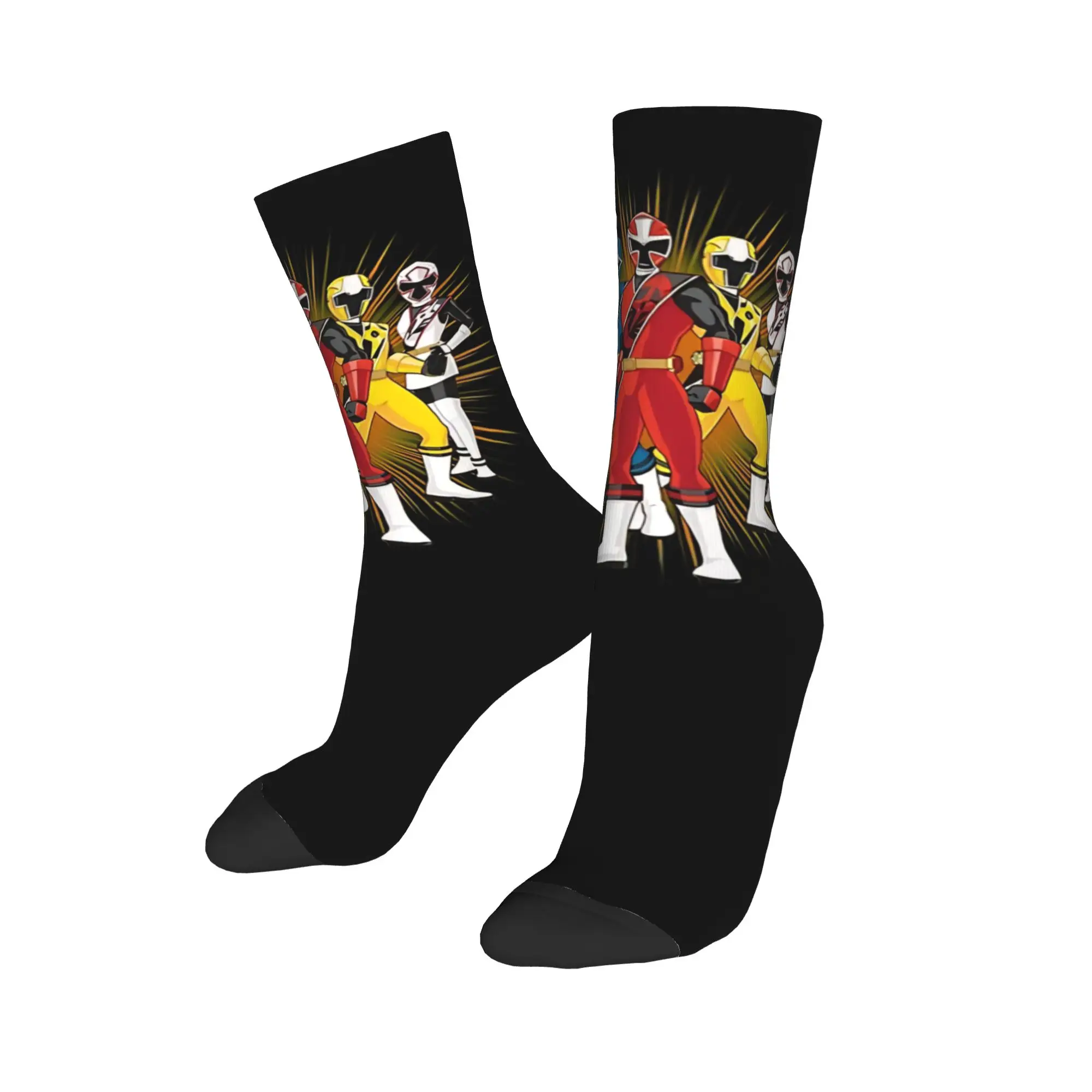 Funny Sock Bandai Super Sentai Series Ninja Ranger  Rock Quality Pattern Printed Men Crew Socks Novelty Men's Socks