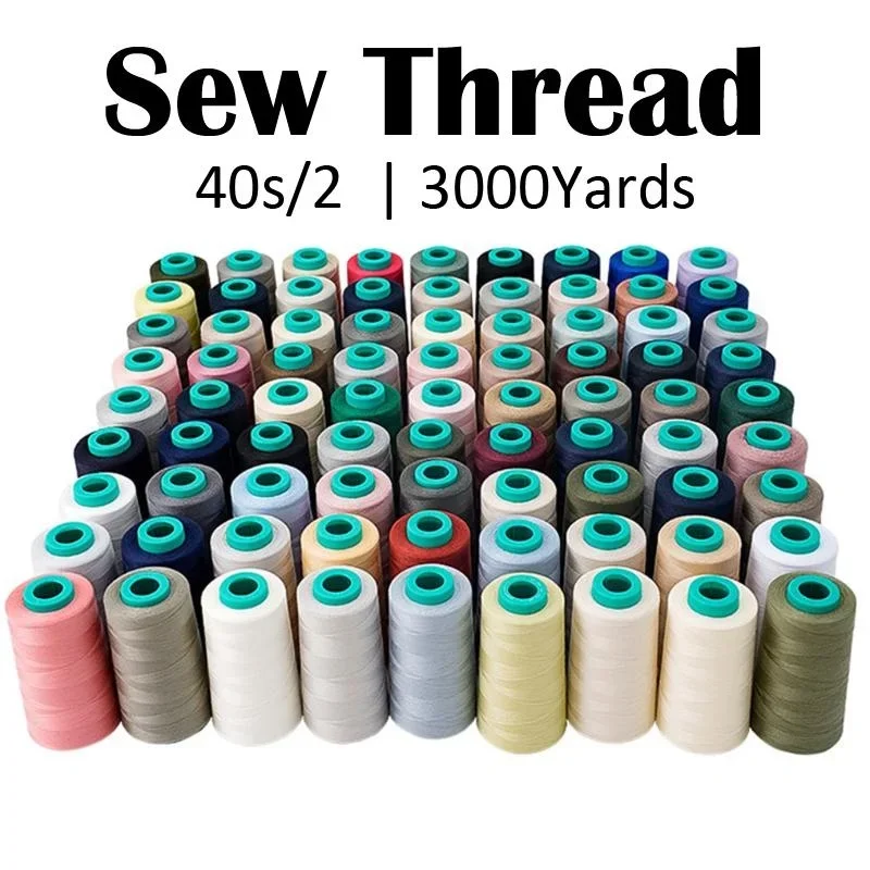 40s/2 3000 Yards Sewing Thread Polyester Serger Machine Thread Spools Embroidery Thread Hand Repair Sewing Thread