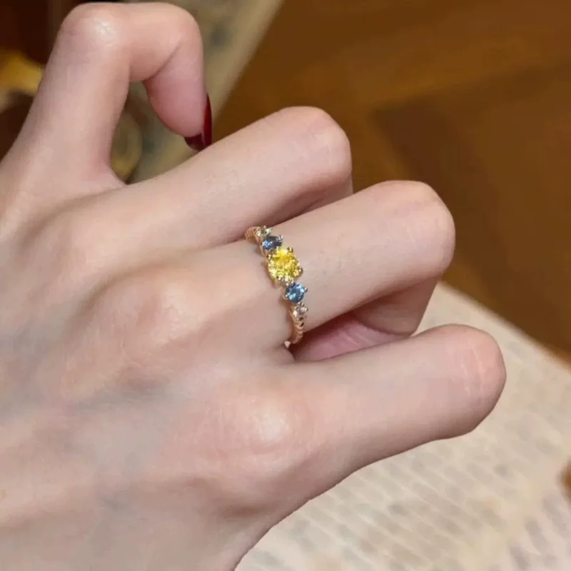 925 Sterling Silber Bunter Vierblättriger Blütenblatt-Ring für Damen Leichter Luxus, Hochwertig, Trendiger Modeschmuck Geschenke – Detail 7