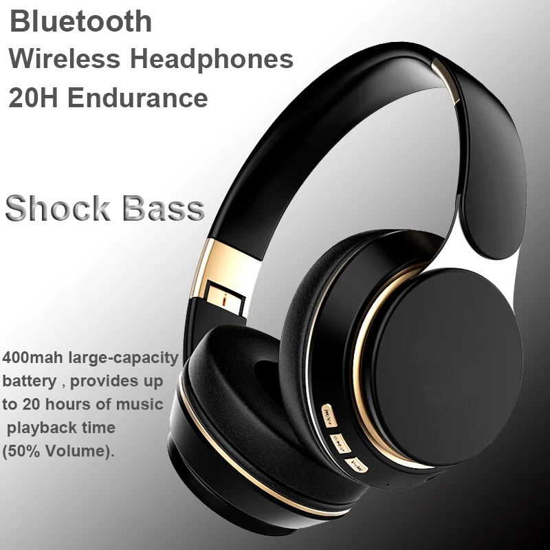 

Headphones Bluetooth Wireless Headsets With Mic Music Gaming Sports Earpieces Great Bass Earphones Foldable Support TF SD-Card