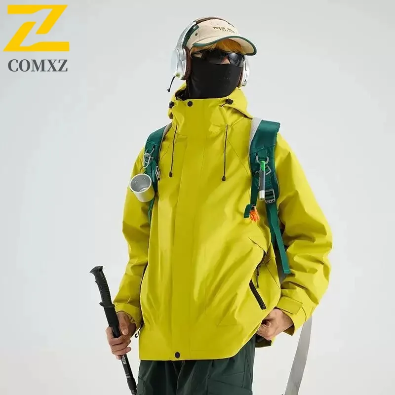 

Мягкая куртка для пар с зарядкой, однотонная модная ветрозащитная водонепроницаемая дышащая куртка с капюшоном, уличный топ для кемпинга и пешего туризма