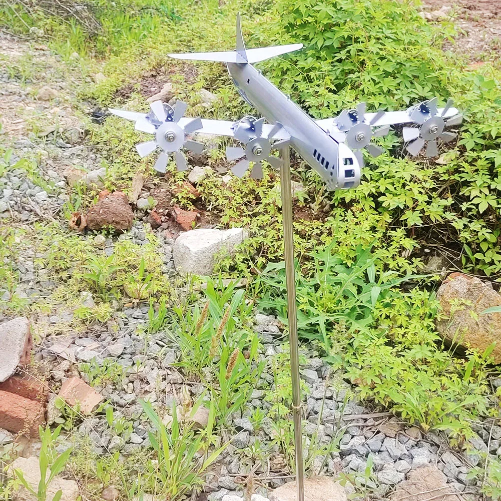 

Airplane Windmill Sculpture 3D Metal Spinner Aircraft Windmill Iron Airplane Windmill Model for Outdoor Garden Decoration
