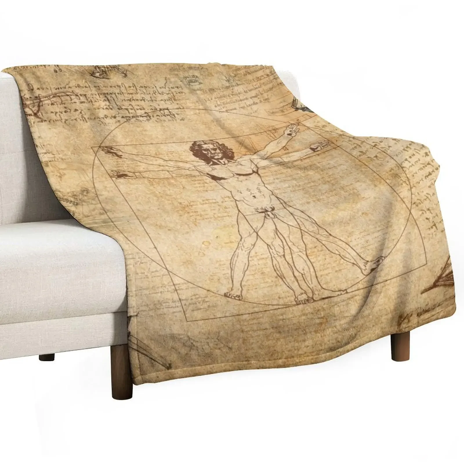 Leonardo da Vinci The Vitruvian Man (edited) Throw Blanket Cute Winter beds Comforter manga Blankets