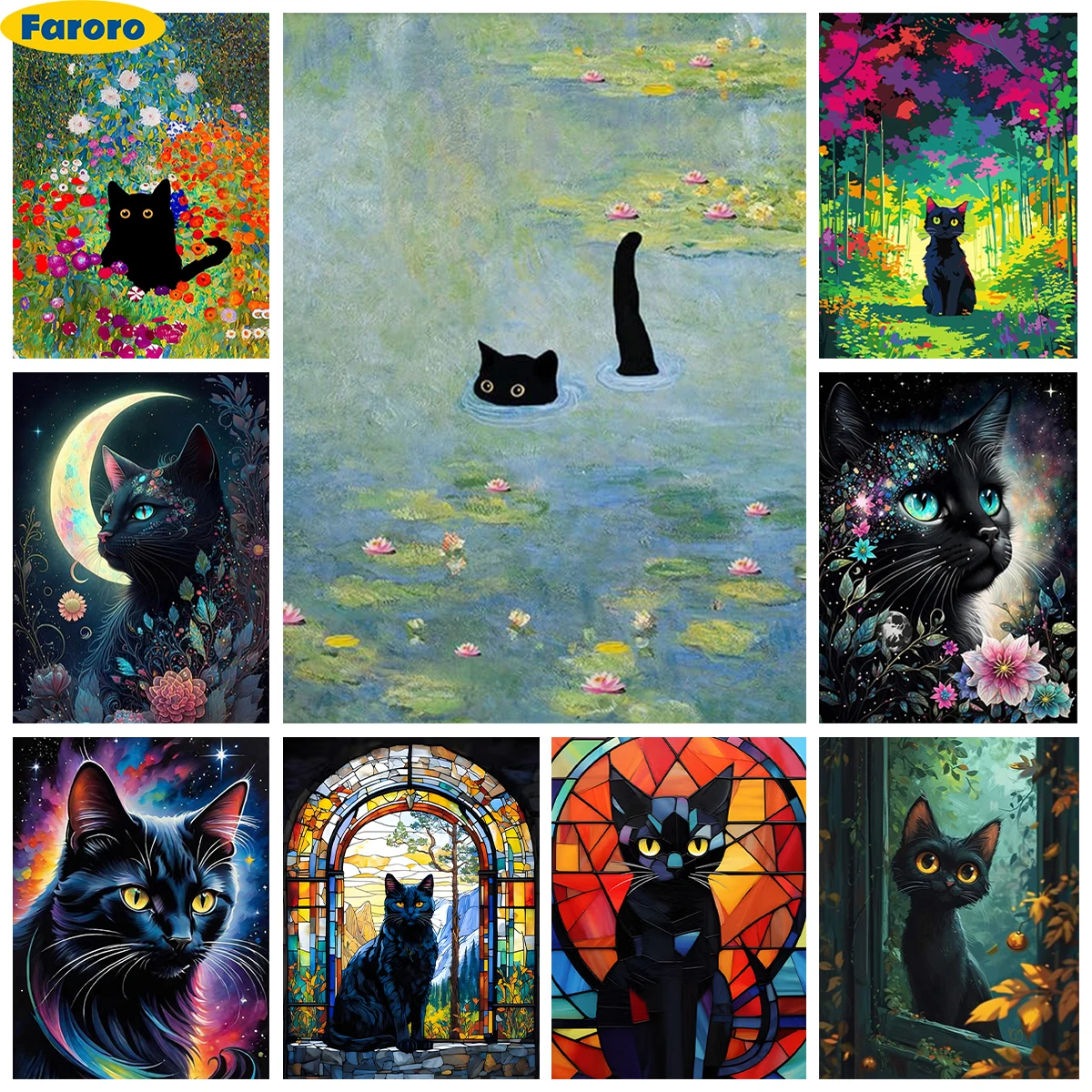 

Black Cat 5D Diamond Painting Cat And Flower Diy Diamond Embroidery Cross Stitch Mural Office Living Room Bedroom Wall Art Decor