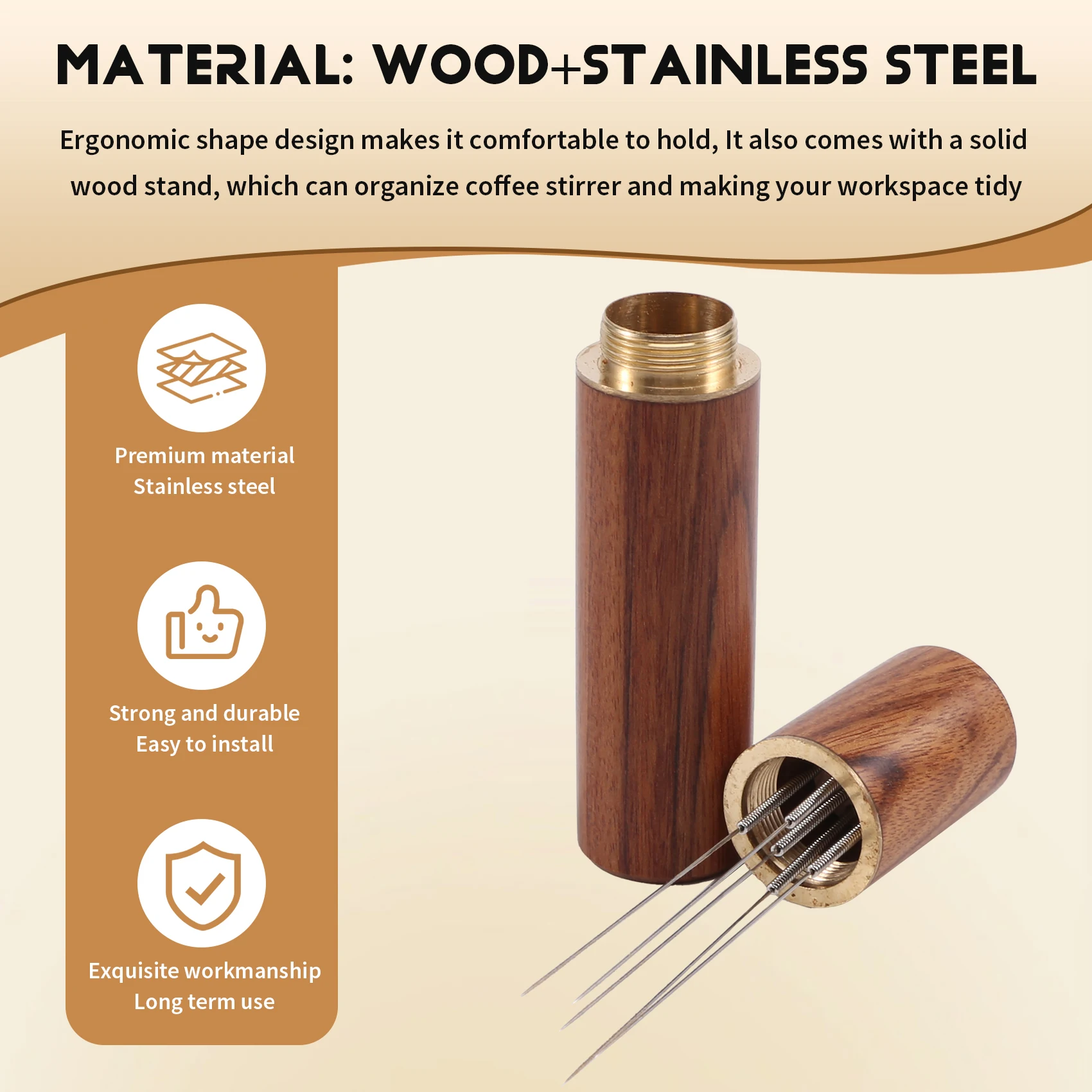 Tamper à café en acier inoxydable, agitateur à poudre expresso, compte-gouttes, distributeur, outils WDT, accessoires d'arrête 73, A # ABGP