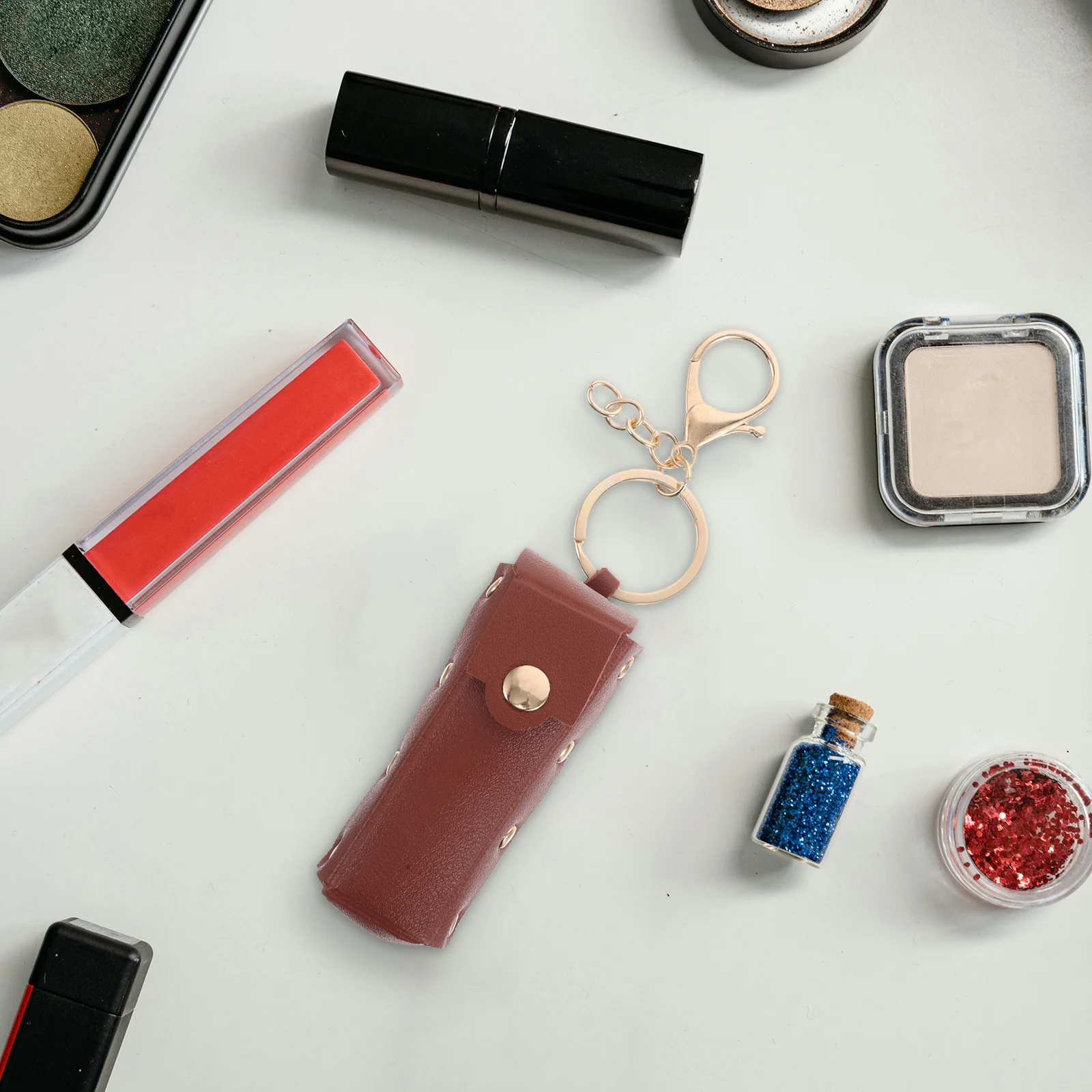 Portachiavi Portarossetto, Borsa Organizer Portatile, Astuccio Vintage in PU per Borsa, Custodia da Viaggio per Lucidalabbra, Portachiavi per Rossetto