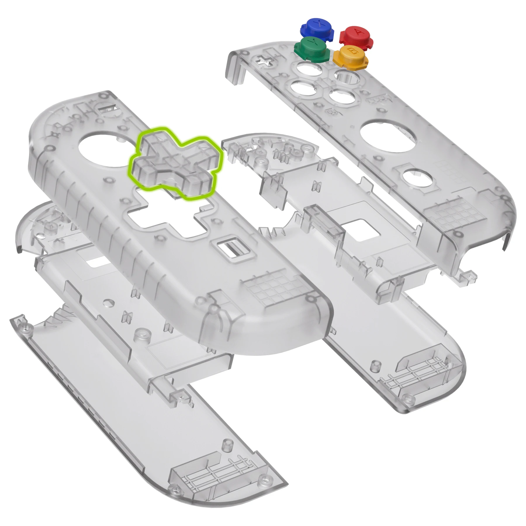 eXtremeRate Switch Gamepad Replacement Case Shell Cover Buttons Set for Nintend Switch NS JoyCon & NS OLED JoyCon - Clear Series