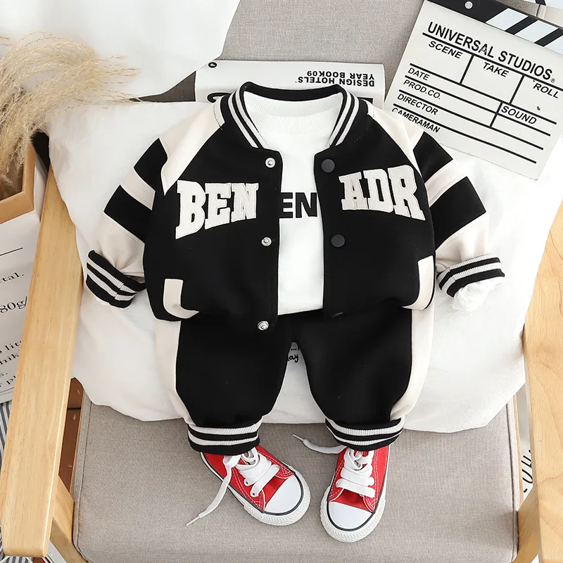 New Spring Autumn Baby Clothes Suit Children Boys Jacket T-Shirt Pants 3Pcs/Sets Toddler Casual Sports Costume Kids Tracksuits