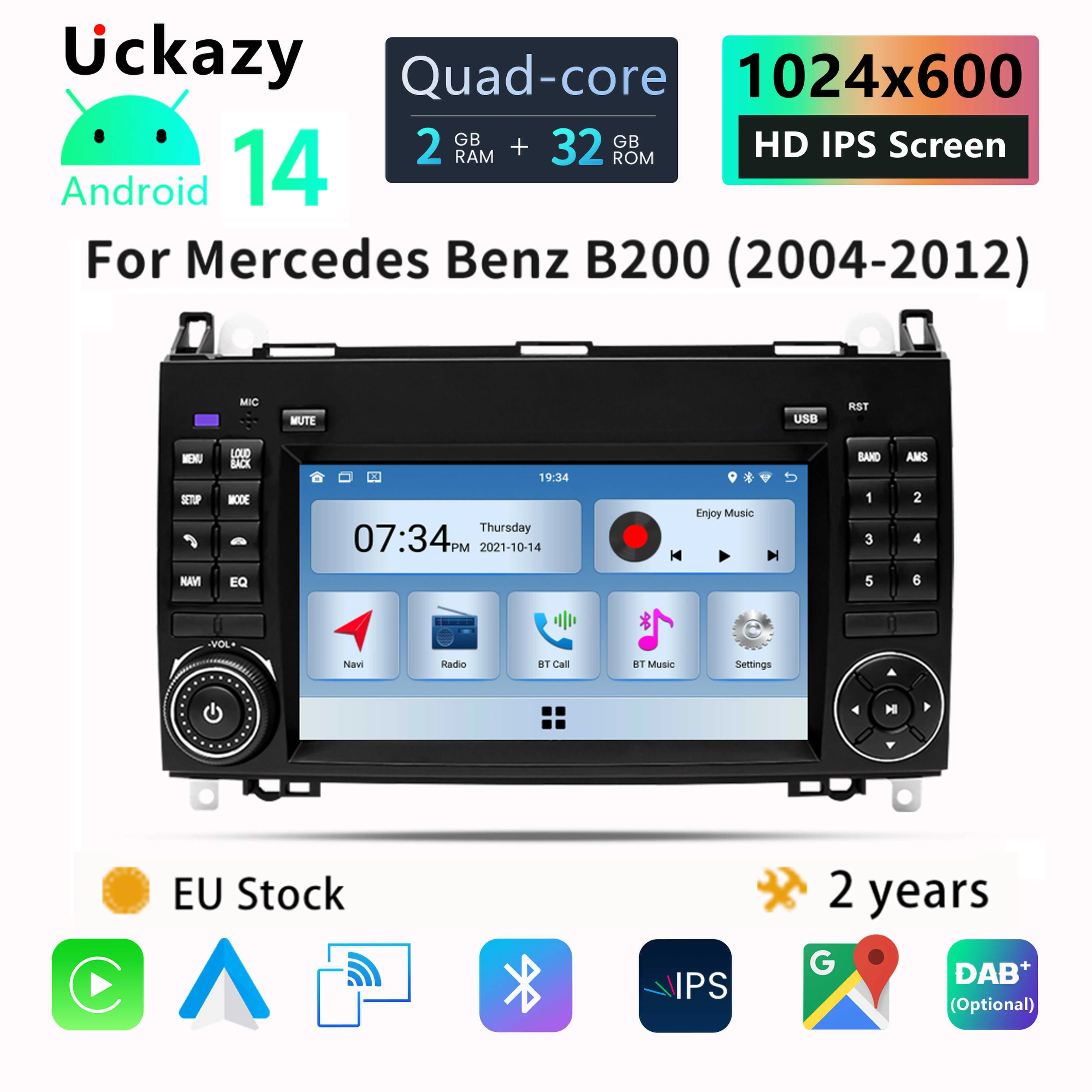 AutoRadio 2 Din Android 14 Per Mercedes Benz B200 Sprinter W906 Vito W639 Viano Classe B W169 W245W209 Schermo Multimediale Carplay
