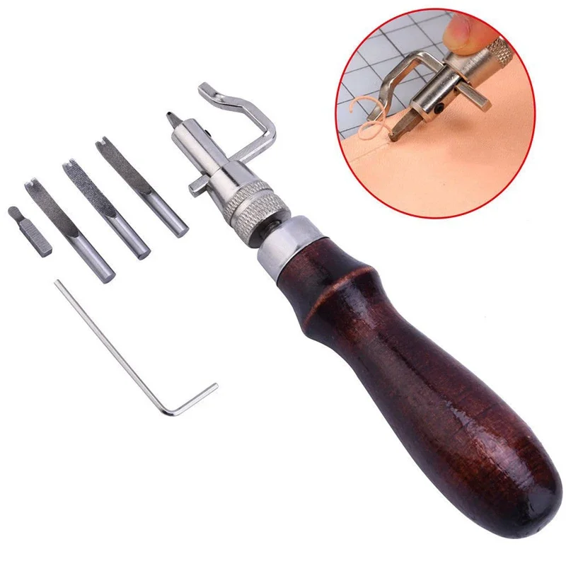 7-In-1 Pro Leather Craft Grover Crease Leather Sewing Tools Edge Press Kit Adjustable Stitching Leather Tools DIY Handmade