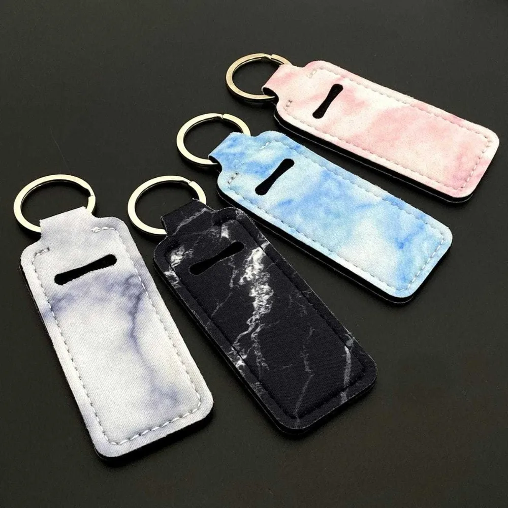 

Colored Marble Pattern Gradient Color Keychain Leather Keyring Metal Pendant Waist Hanging Car Key Chain Ring Waterproof Gifts