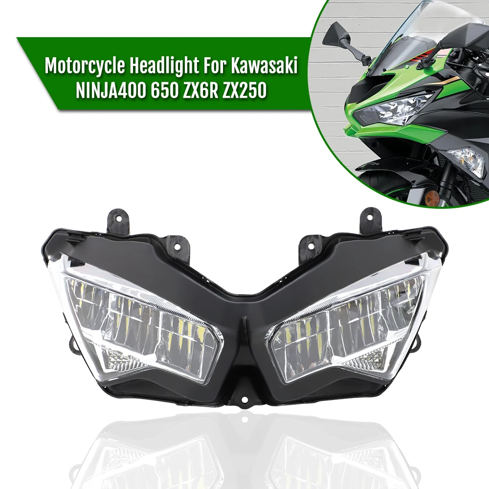 

Передняя фара в сборе, объектив для Kawasaki Ninja 400 650 2018 2019 2020 2021 2023 636, аксессуары для светодиодных фар мотоцикла