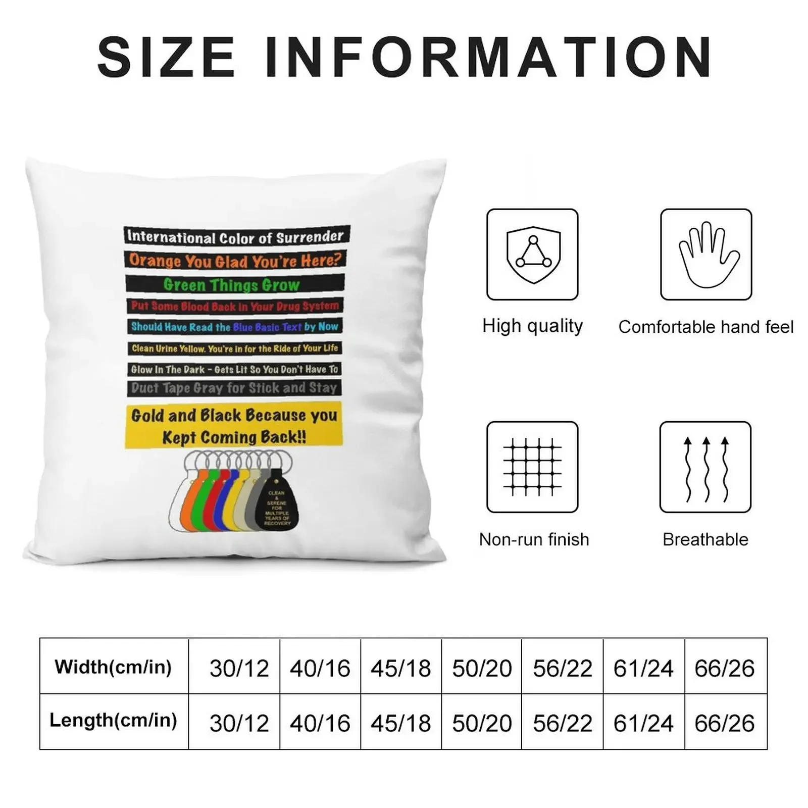 Cleantime Countdown With Narcotics Anonymous Keytags Throw Pillow Decorative pillowcase Sofa Cover Luxury Pillow Cover pillow