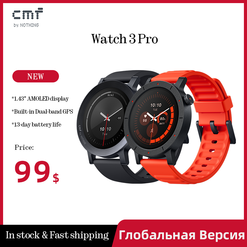  NEW Global Version CMF Watch 3 Pro 1.43"AMOLED display Dual-Band GPS Bluetooth call  IP68 
