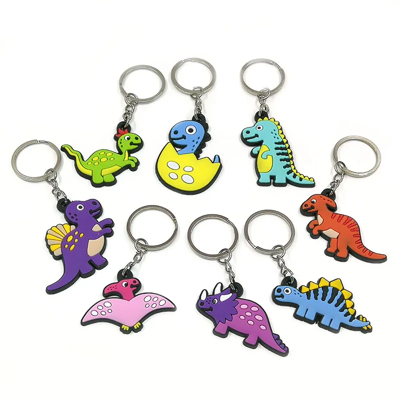 50PCS Keychain Cute Dinosaur Key Accessories fit Kids Bag Pendant Kawaii Cartoon Pterosaur Tyrannosaurus Rex Car Key Rings Gifts