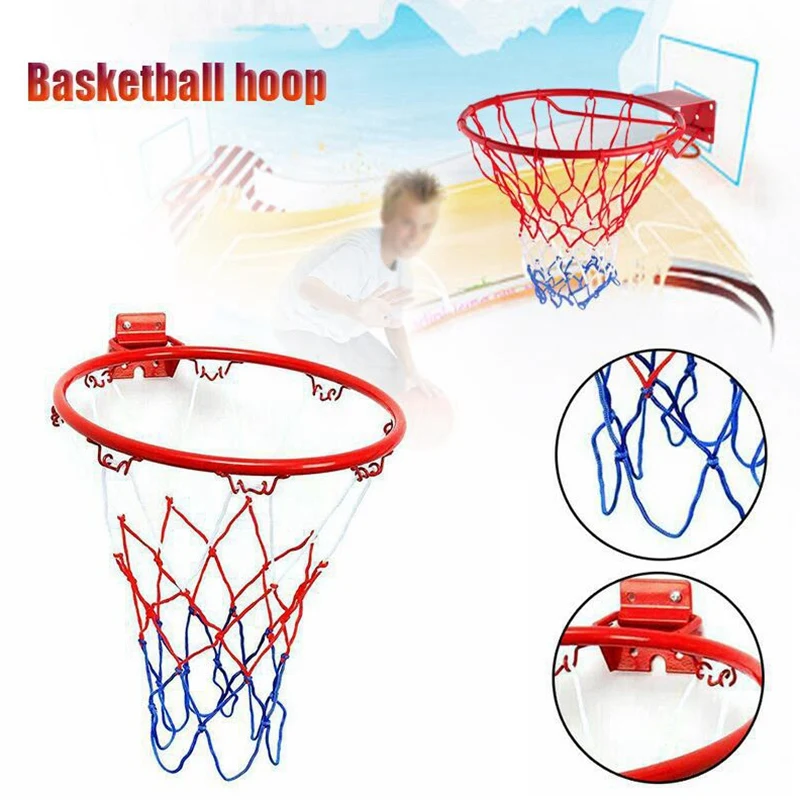 2Pcs 32Cm Wall Mounted Basketball Hoop Netting Metal Rim Hanging Basket Basket-Ball Wall Rim With Screws Indoor Outdoor