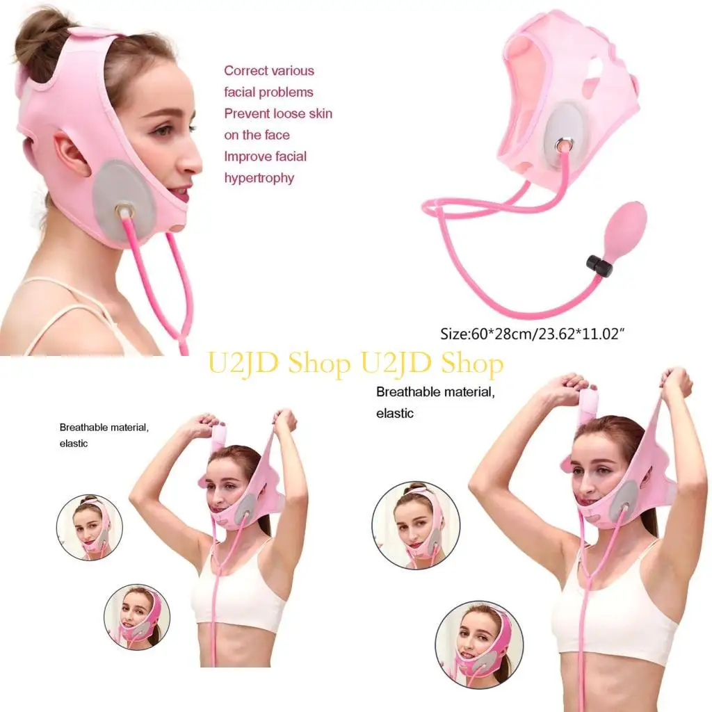 U2JD نفخ الوجه التخسيس الفرقة الهواء الصحافة رفع حزام شد الوجه قناع مدلك الخامس خط الخد الذقن حزام تخسيس الوجه المشكل