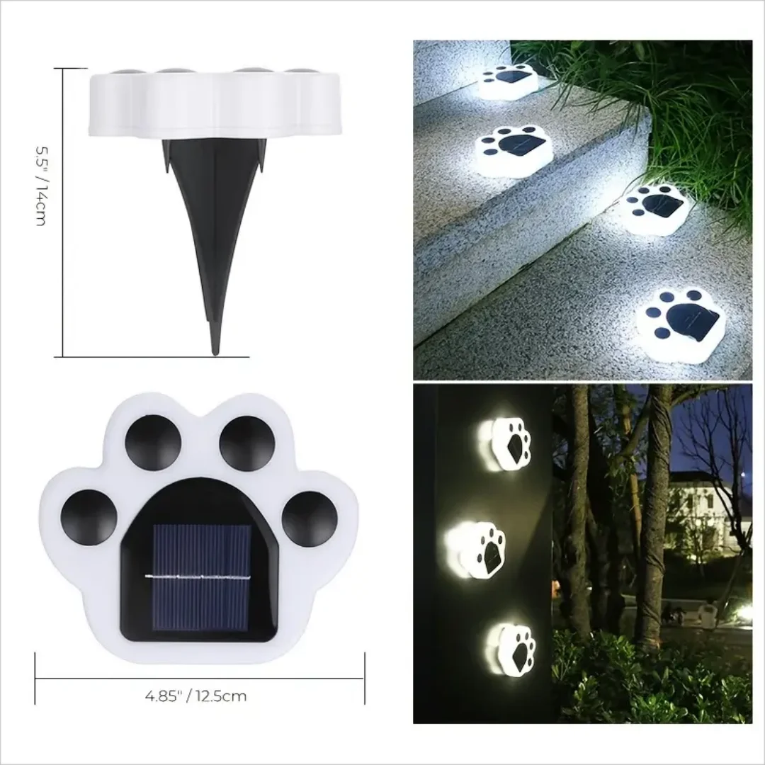 4szt Solar Paw Print Lights, Solar Garden Light, Waterproof Cat Dog Animal Path Paw Lamp, Led Path Lights, For Patio Garden Path