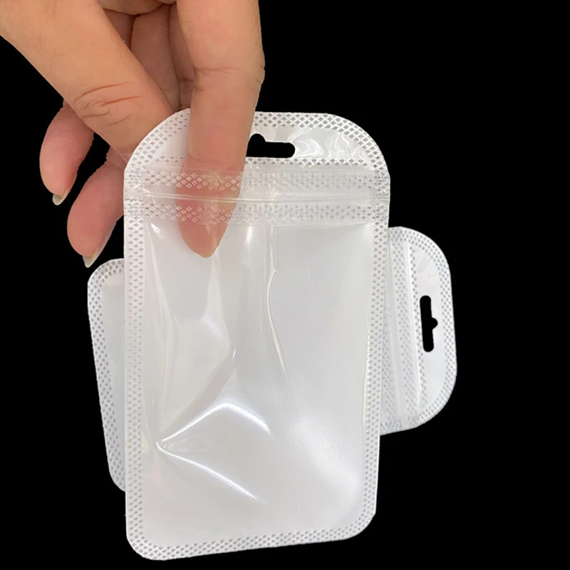 50pcs/lot Transparent Self Sealing OPP Bags Thicken Plastic Storage Pouchs for Jewelry Retail Display Packaging Hang Hole Bags