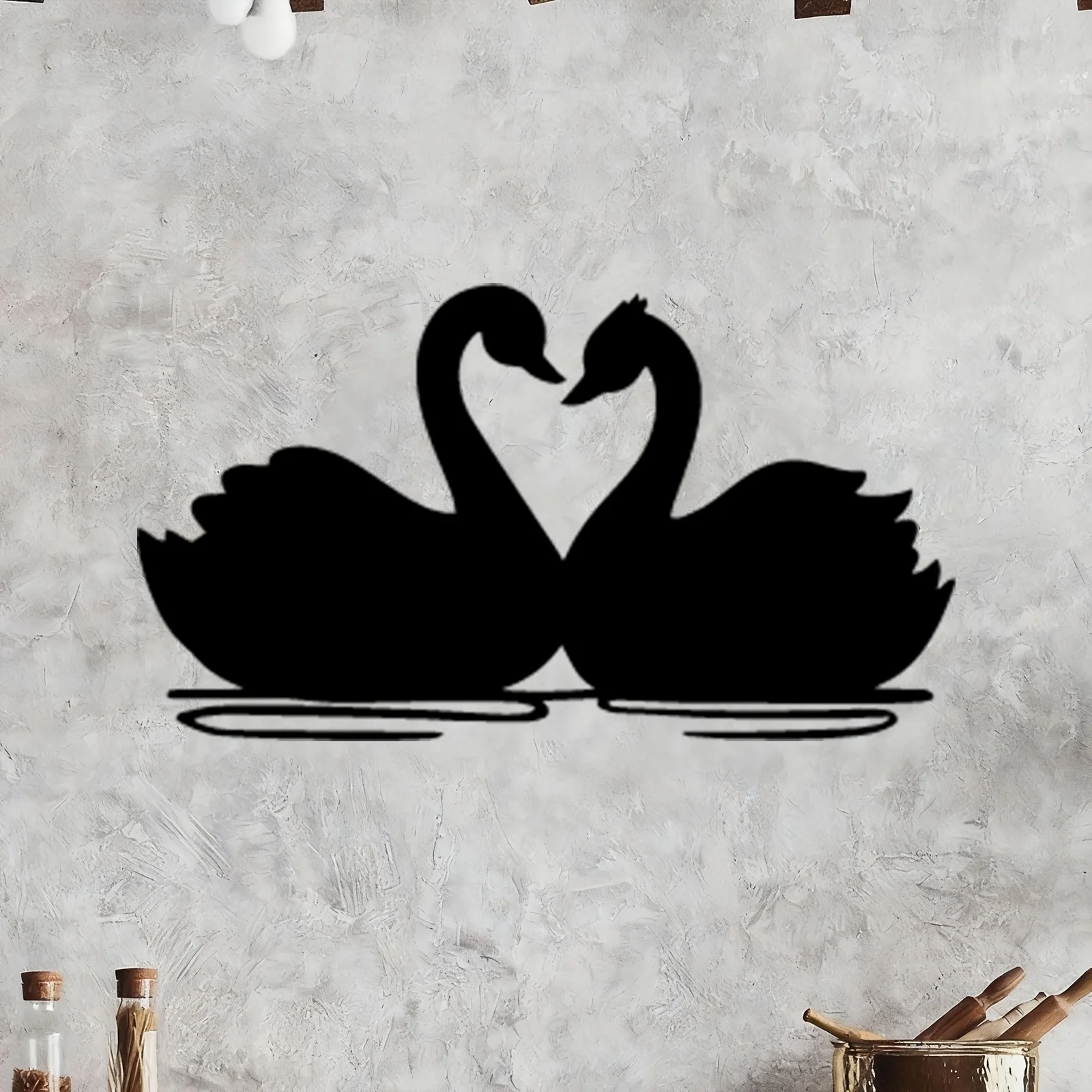 Elegant Swan Iron Wall Art Rustproof Romantic Metal Sculpture Bedside Fence Wedding Valentine Rustproof Gift Ornament